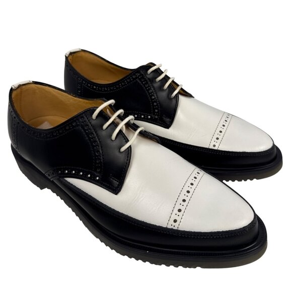 George Cox x Yohji Yamamoto Diano Black/White Leather Derby Dress Shoes 8